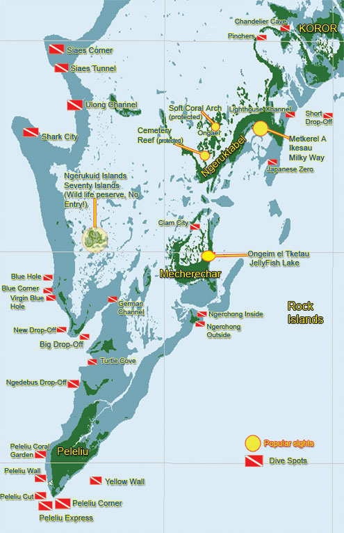 Diving points locations